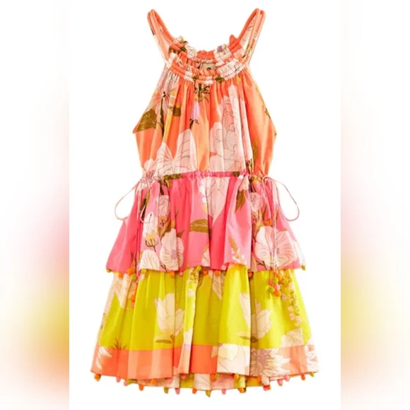 FARM RIO Mixed Neon Garden Mini  Dress NWT - Picture 7 of 11
